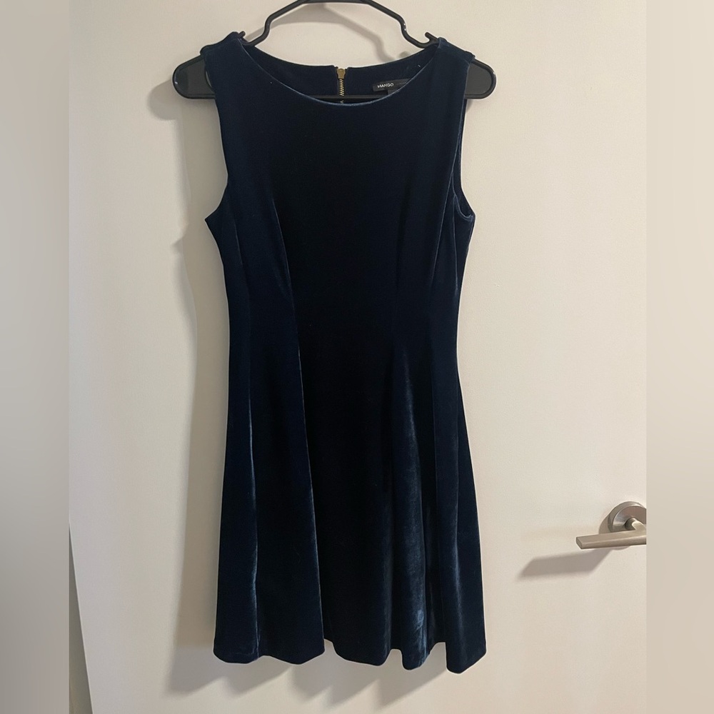 Mango Blue Sheath Mini Dress Crew Neck Cocktail